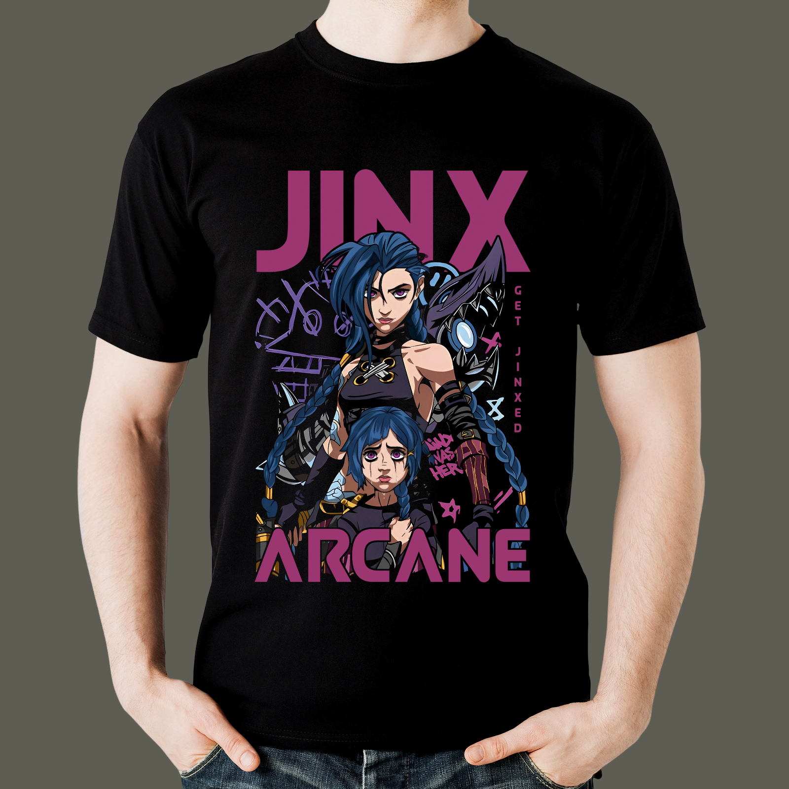 mockup-camiseta-jinx Camiseta Jinx Arcane - Imagem 1